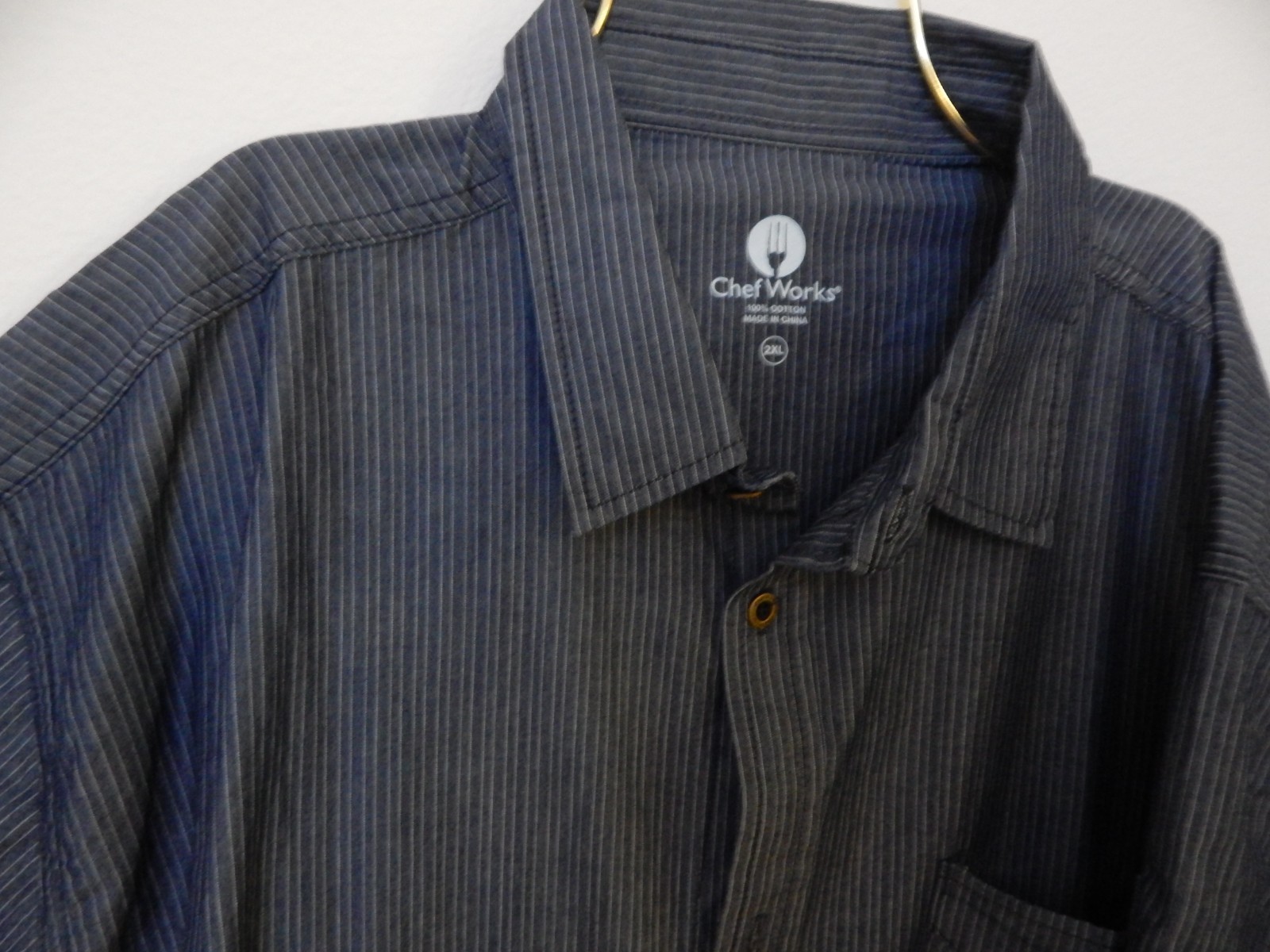 Chef Works Urban Collection navy stripe work shirt 2XL