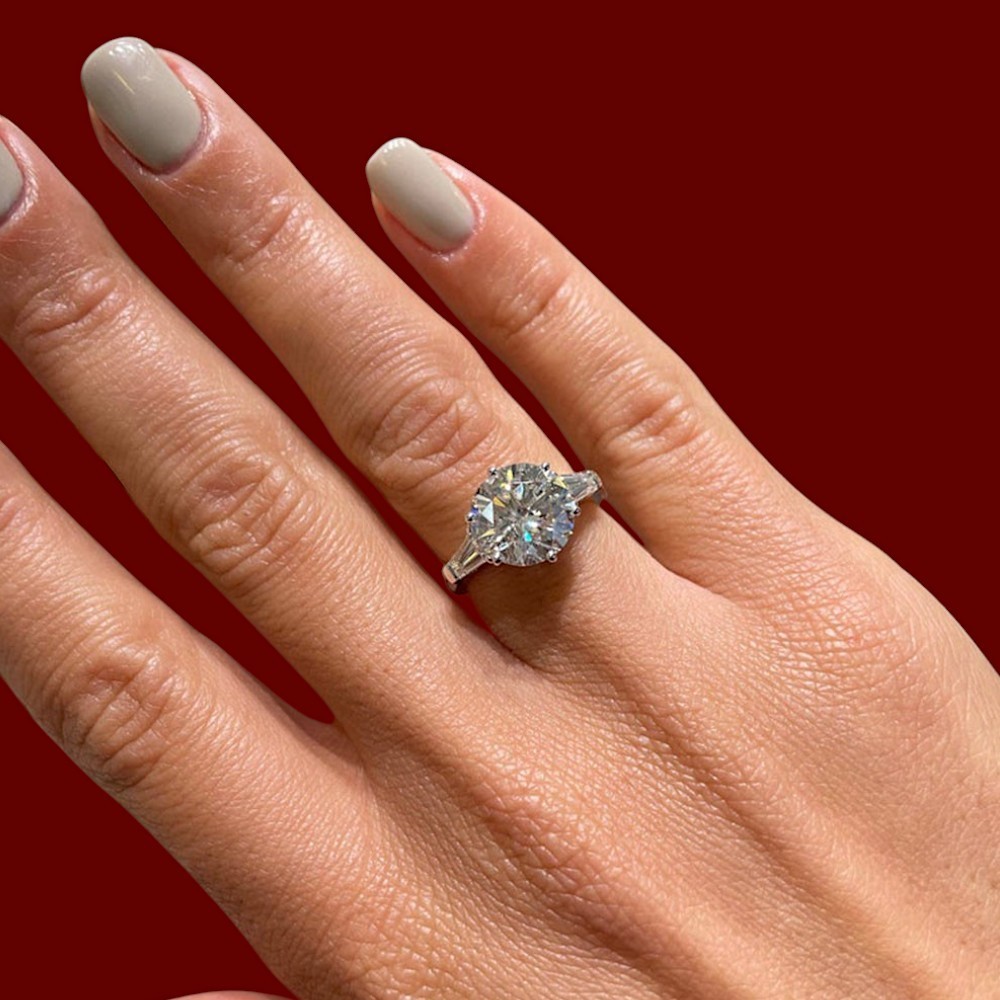 Solid 950 Platinum Ring Semi Mount Setting 0.50 Ct Diamond Round Cut Size 5 6 7
