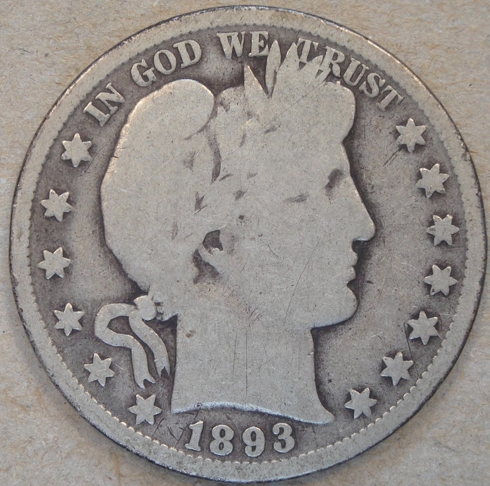 1893 Barber Half Dollar 50c G As Pictured Bk4