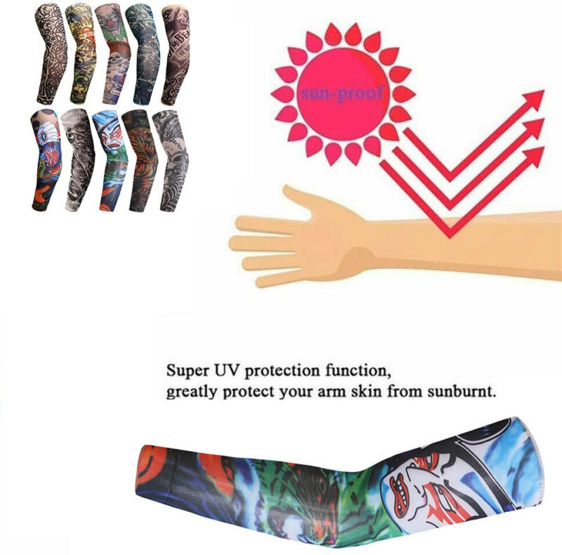 6PCS Tattoo Cooling Arm Sleeves Cover Basketball Golf Sport UV Sun Protection