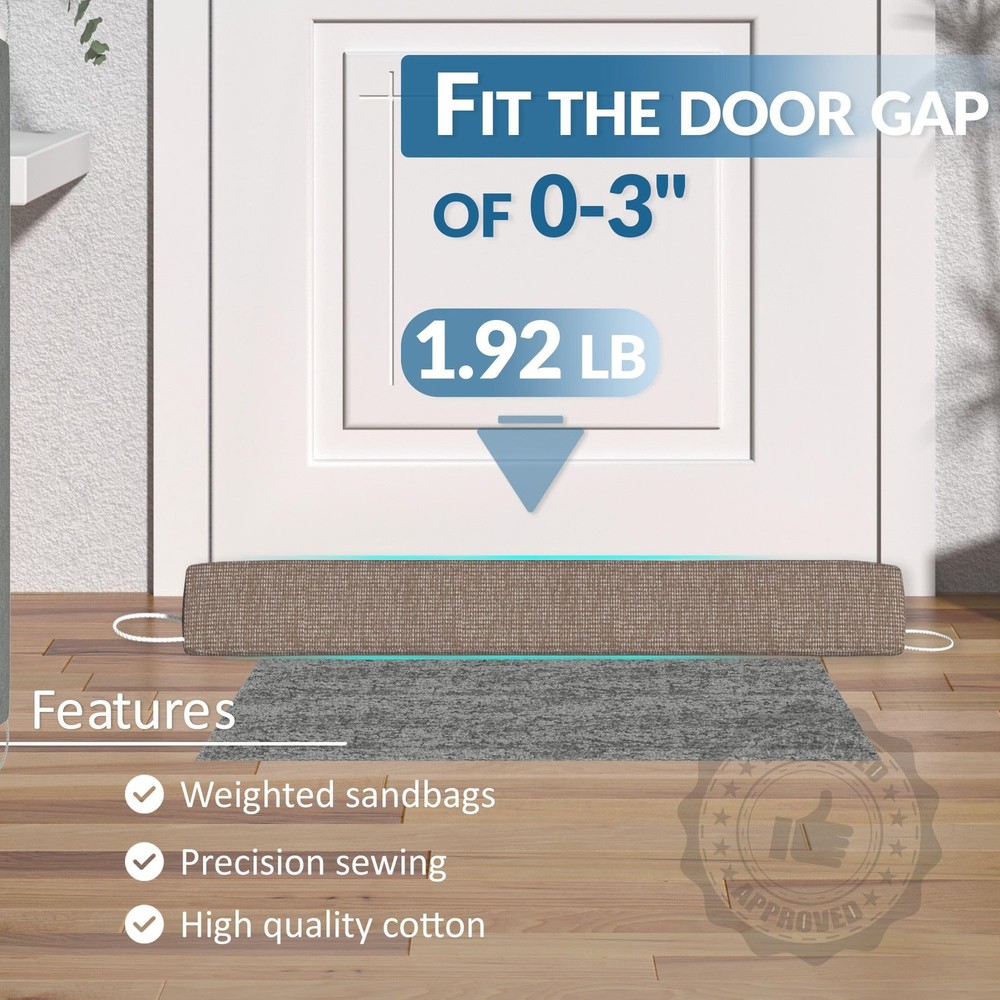 Triangle Door Draft Stopper，35.4" Weighted Under Door Draft Blocker Bottom Do...