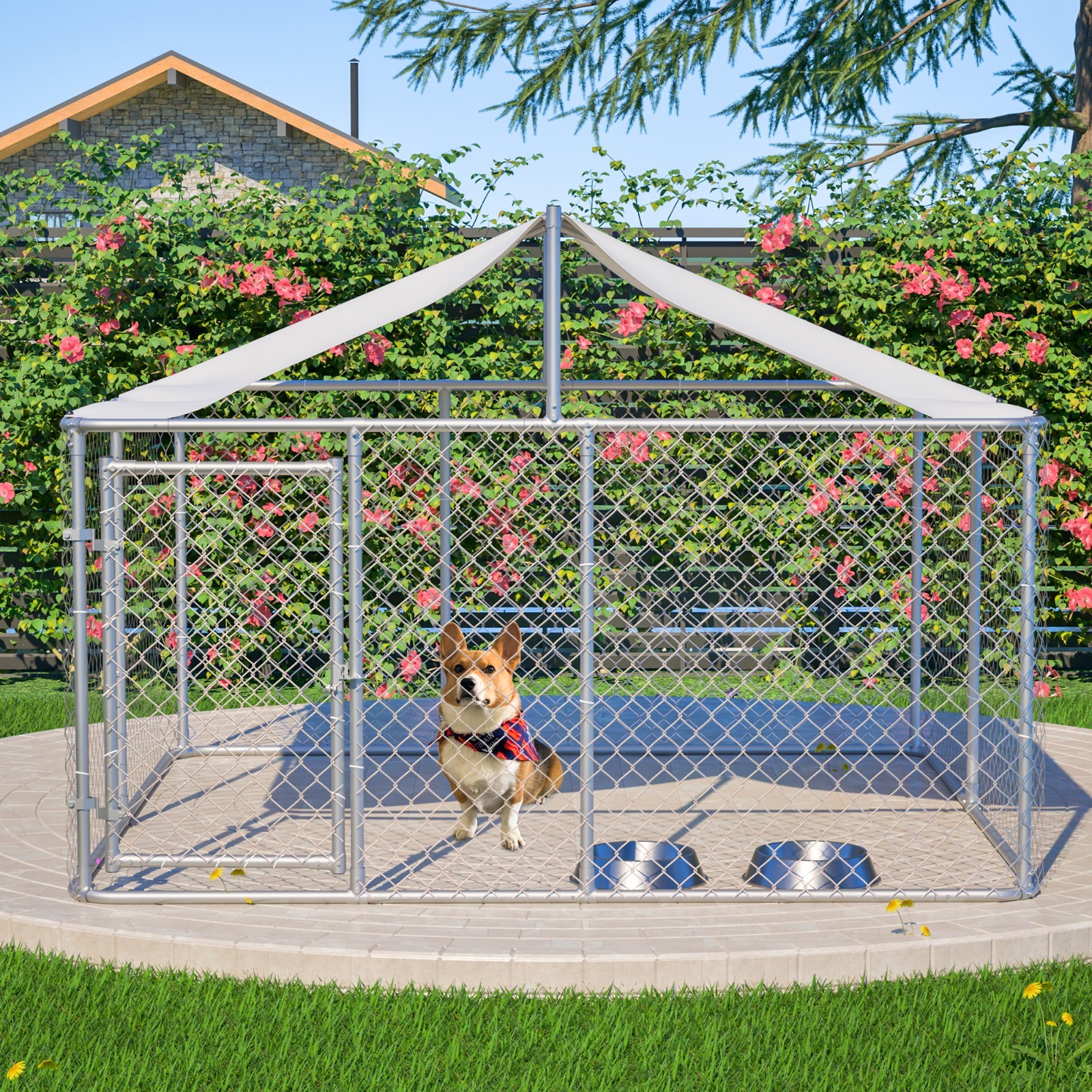10x10ft Outdoor Pet Dog Run House Kennel Shade Cage Enclosure w/ Cover Playpen