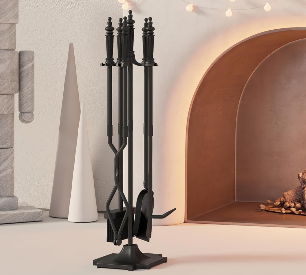 Versatile Cast Iron Fireplace Accessories Set - Includes Stand and Tools
