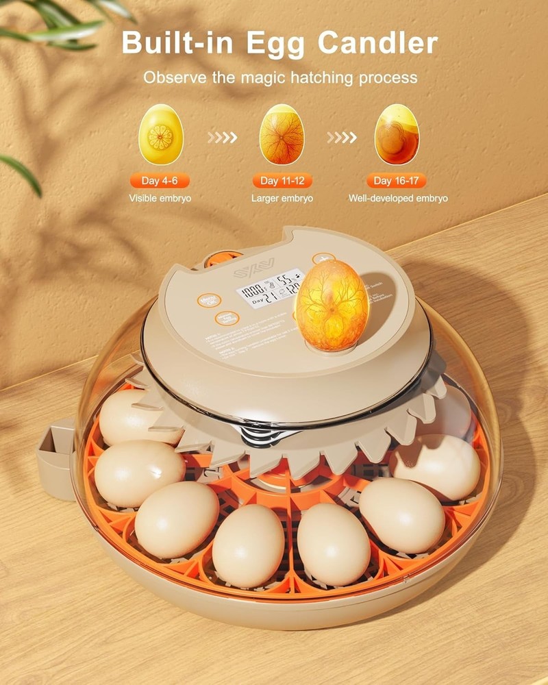 12 Egg Incubators for Hatching Eggs with Automatic Egg Turning and Humidity Cont