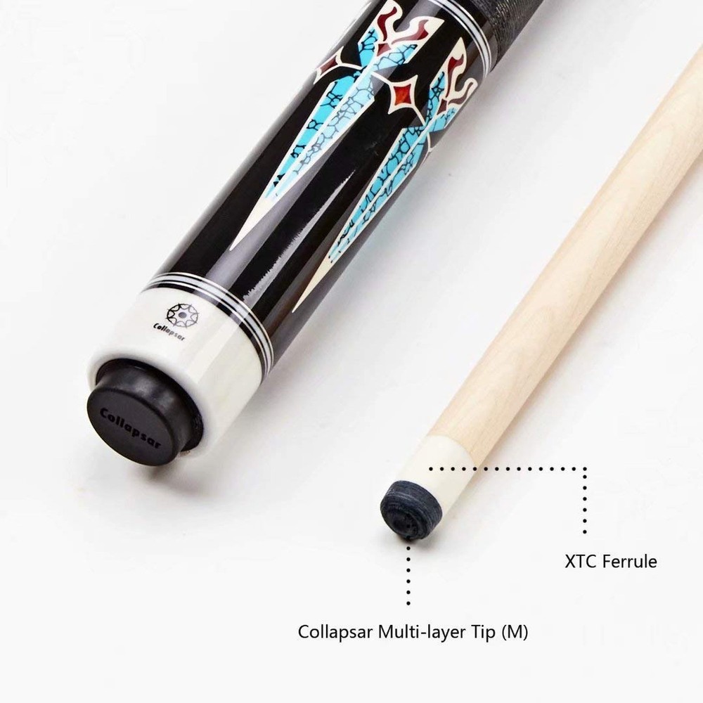 Collapsar CH Pool Cue with Soft Cues Case Sets,58" 2-Piece Custom Professiona...