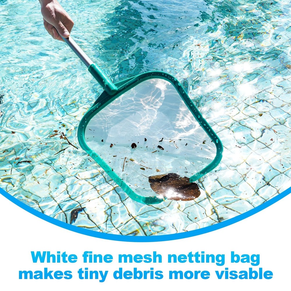 Pool Skimmer - Pool Net with Pole, Pool Skimmer Net with Solid Plastic Frame,...