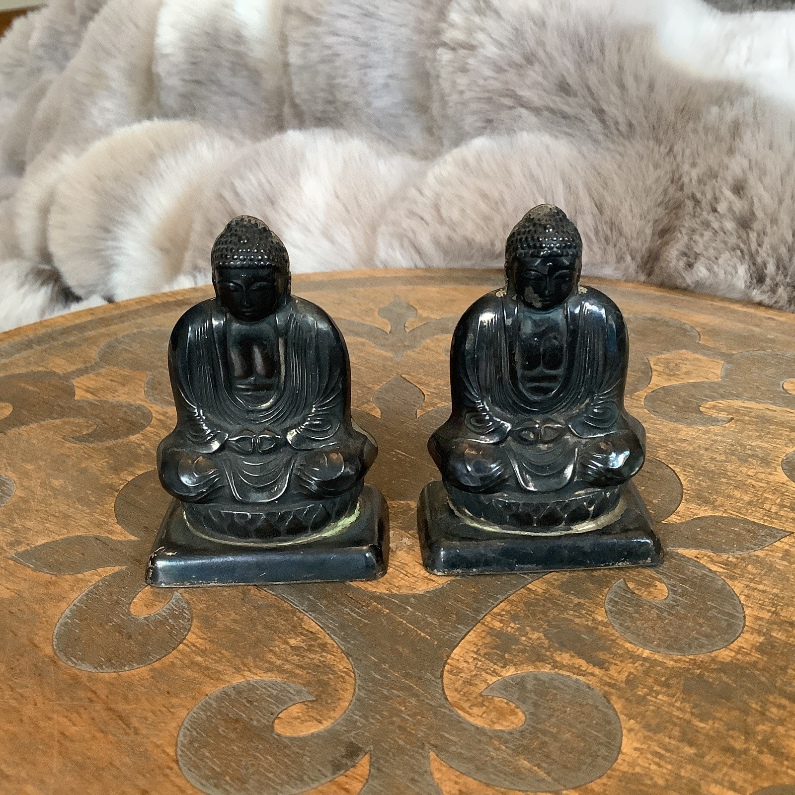 Vintage Sterling Silver Japanese Buddha Salt & Pepper Shaker Set
