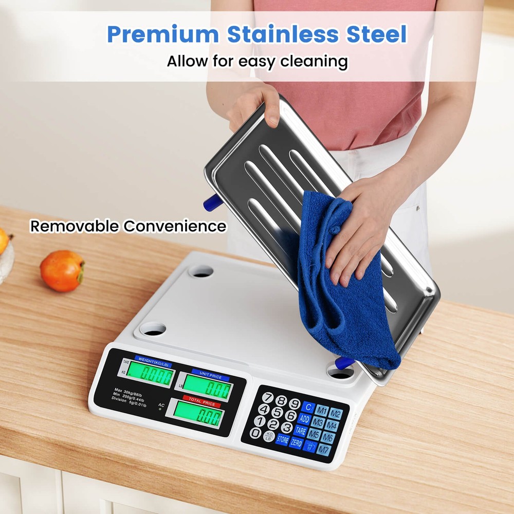66lb Price Computing Scale w/ Dual LCD Displays & Rechargeable Battery