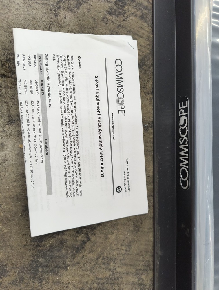 CommScope 2 Post Standard Equipment Rack