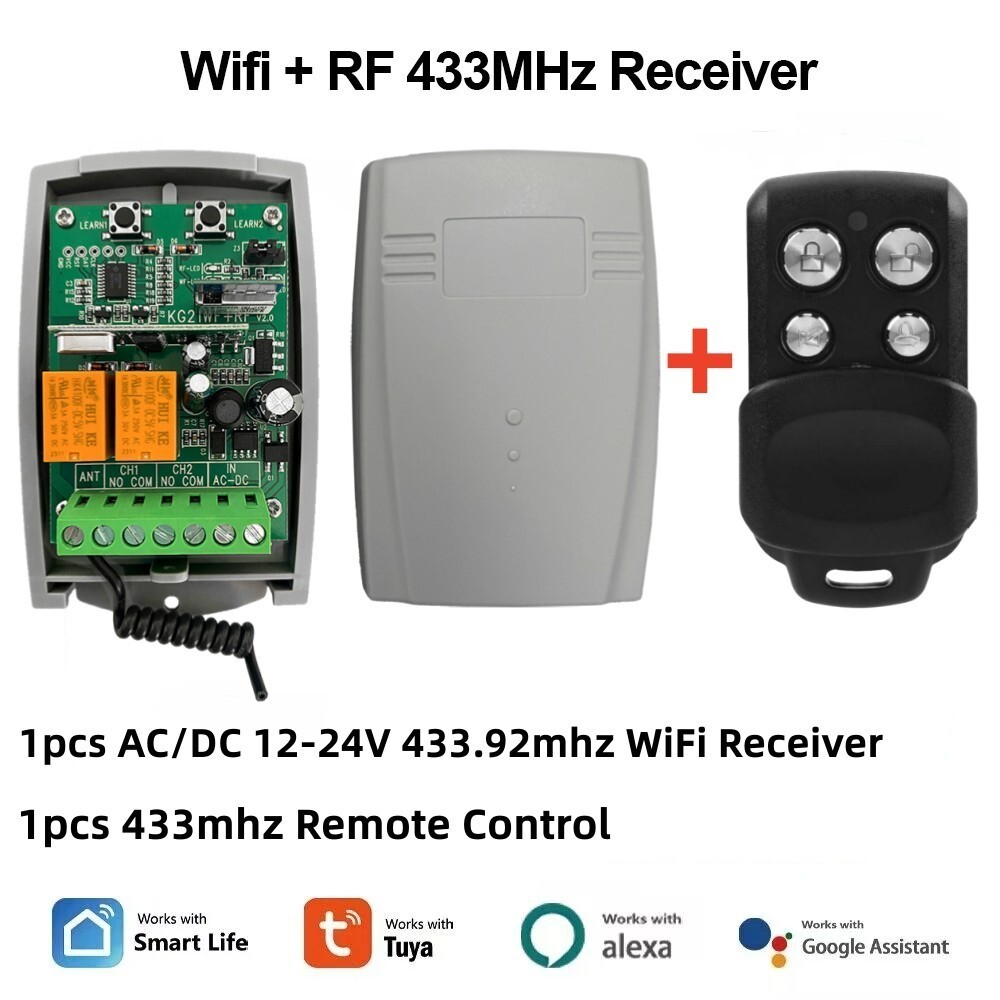 Tuya Wifi Smart Gate Remote Control Switch Garage Door Receiver 2CH Relay Module