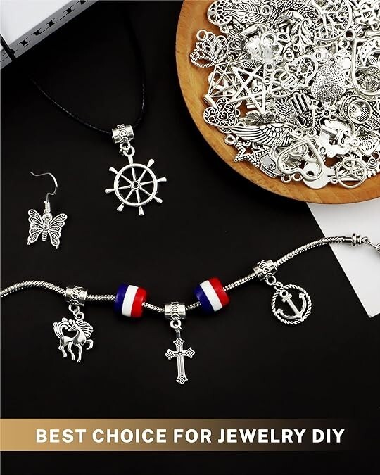 300 PCS Wholesale Bulk Lot Jewelry Making Charms Mixed Smooth Tibetan Silver NEW