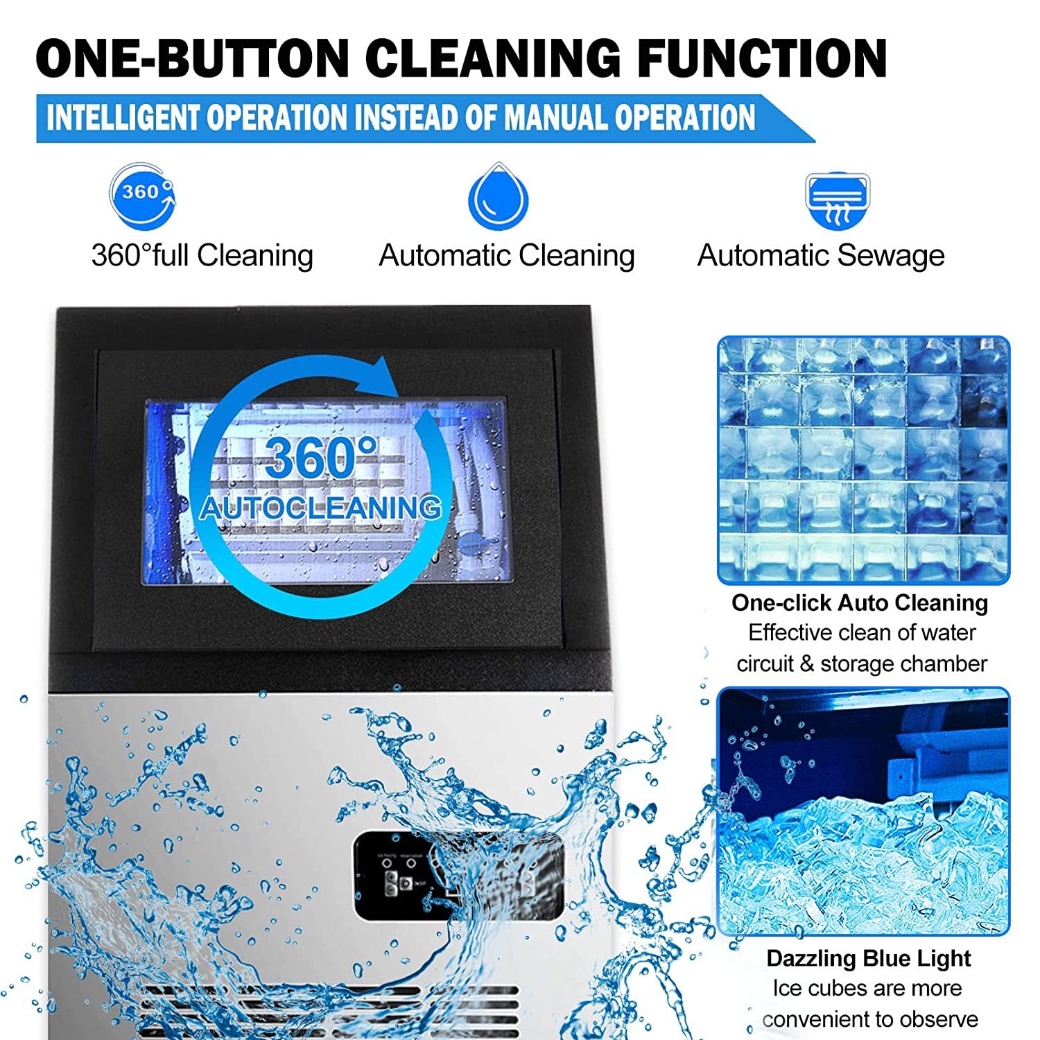 90lb Built-in Commercial Ice Maker Stainless Steel Bar Restaurant Cube Machine