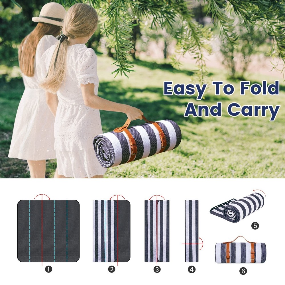 sapsisel 80”x 80” Picnic Blanket Extra Large, Waterproof and Foldabl