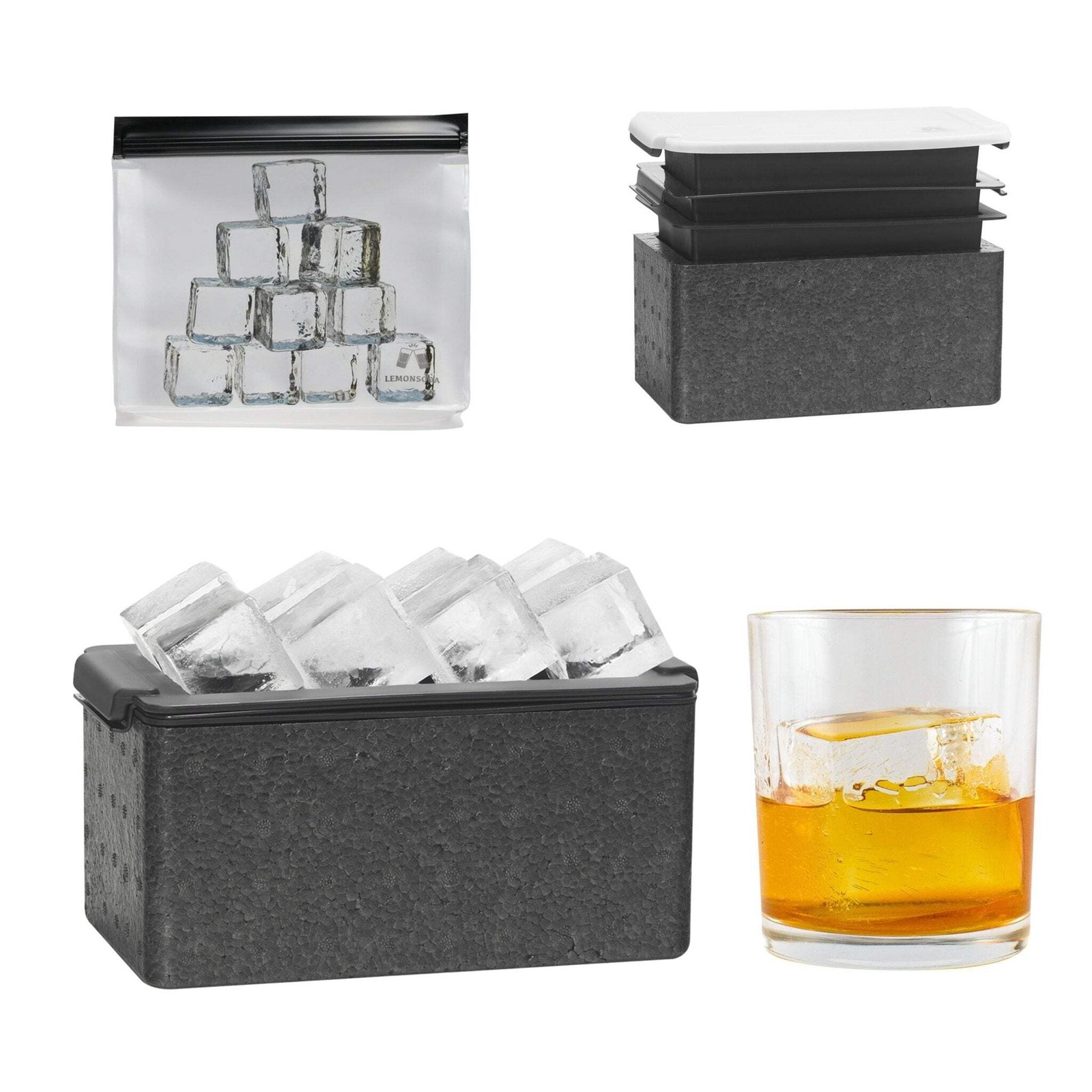 Crystal Clear Ice Cube Maker Tray - Eight 2" Squares Ice Cube Mold (Copy)