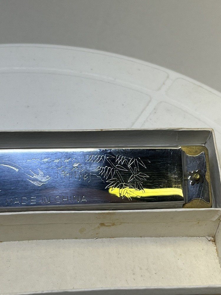 Blessing Harmonica With Etched Bird Patterns. Original In Box.