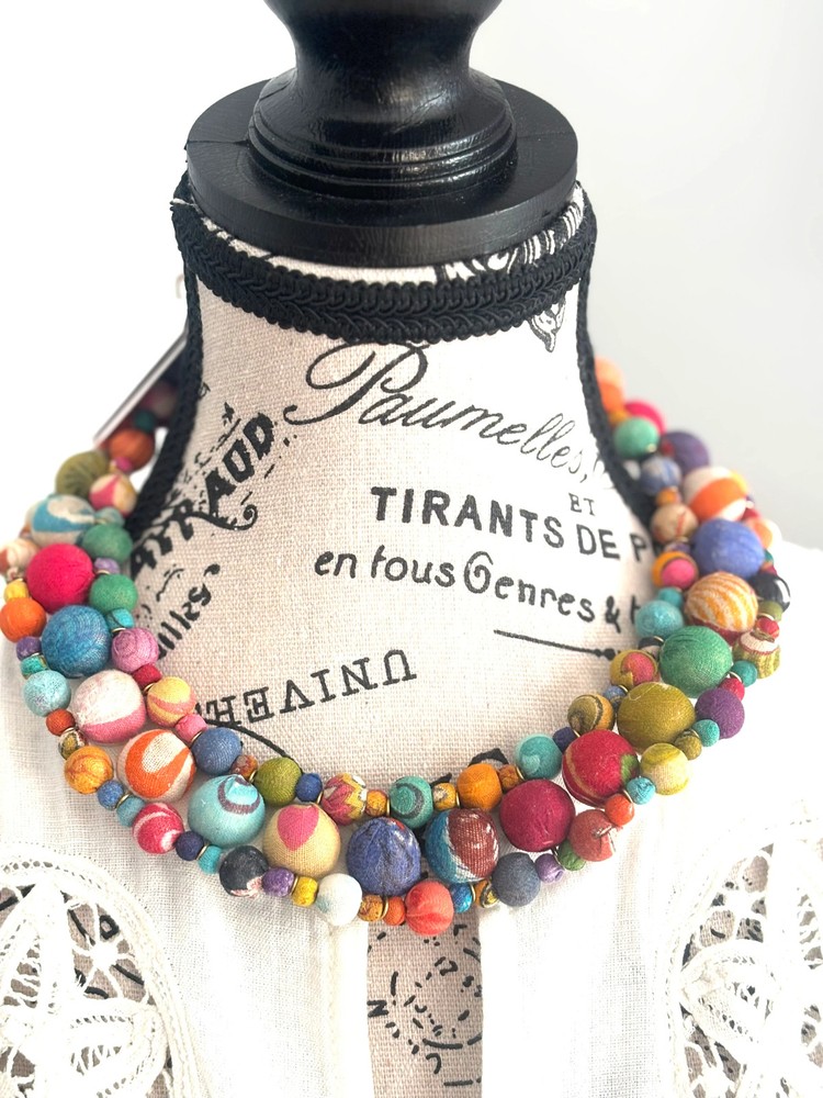 Kantha Traced Collar Necklace