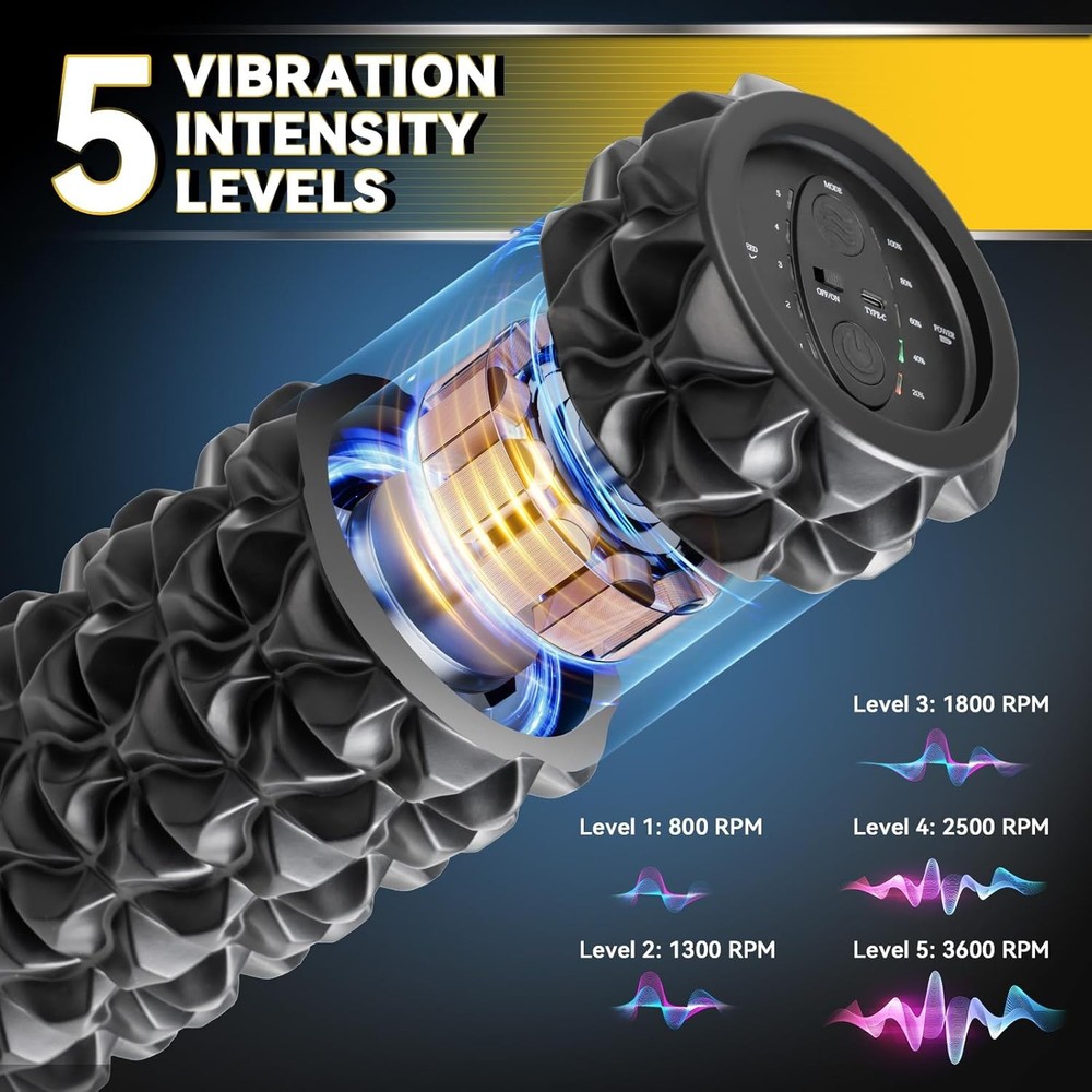 Vibrating Foam Roller, High Density Massage Roller Back Roller Foam for Back Pai