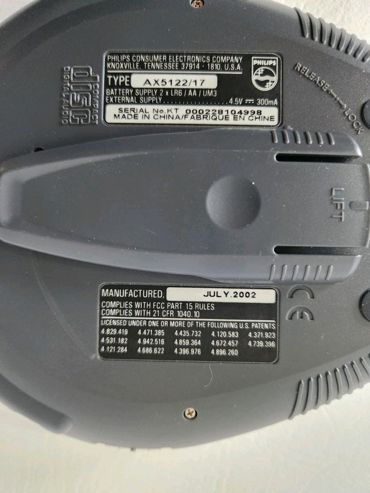 Philips Jogproof Portable CD Player 45 ESP CD Rewritable Compatible Tested Works