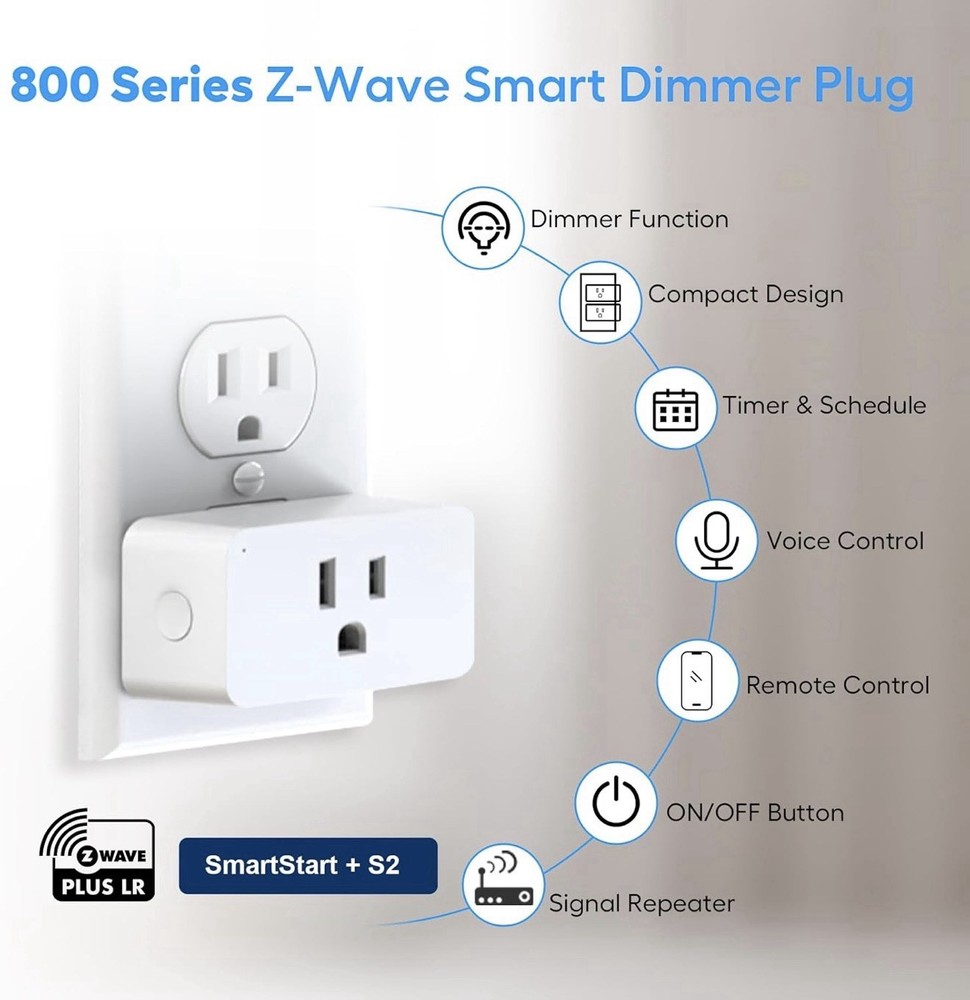Versa Z-Wave Smart Dimmer Plug; Voice & Remote Control, Alexa, Smartthings