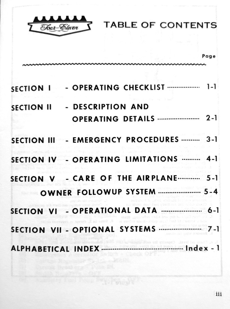 Cessna 1965 Model 411 Owner's Manual