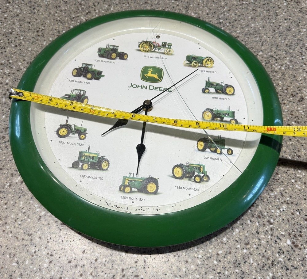 John Deere Tractor Clock Green And White