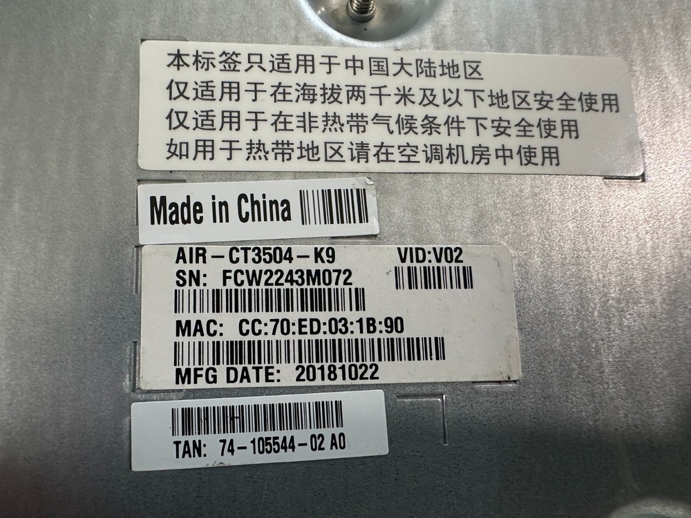 Cisco AIR-CT3504-K9 Wireless Controller No AC Adapter