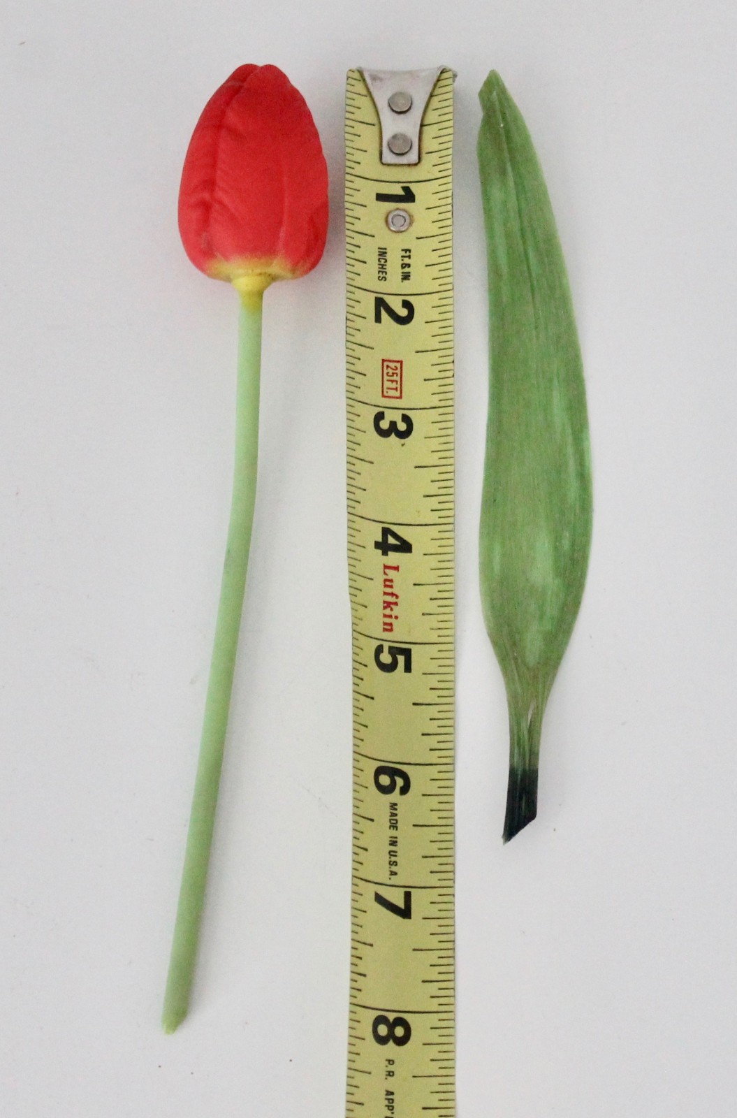 Antique 1920s BIMINI Art Deco Germany Satin Glass Red Tulip and Glass Leaf