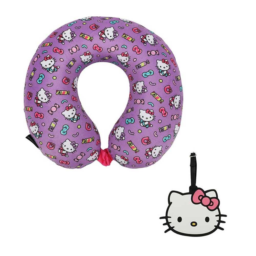 Hello Kitty Candy Neck Pillow & Luggage Tag Set