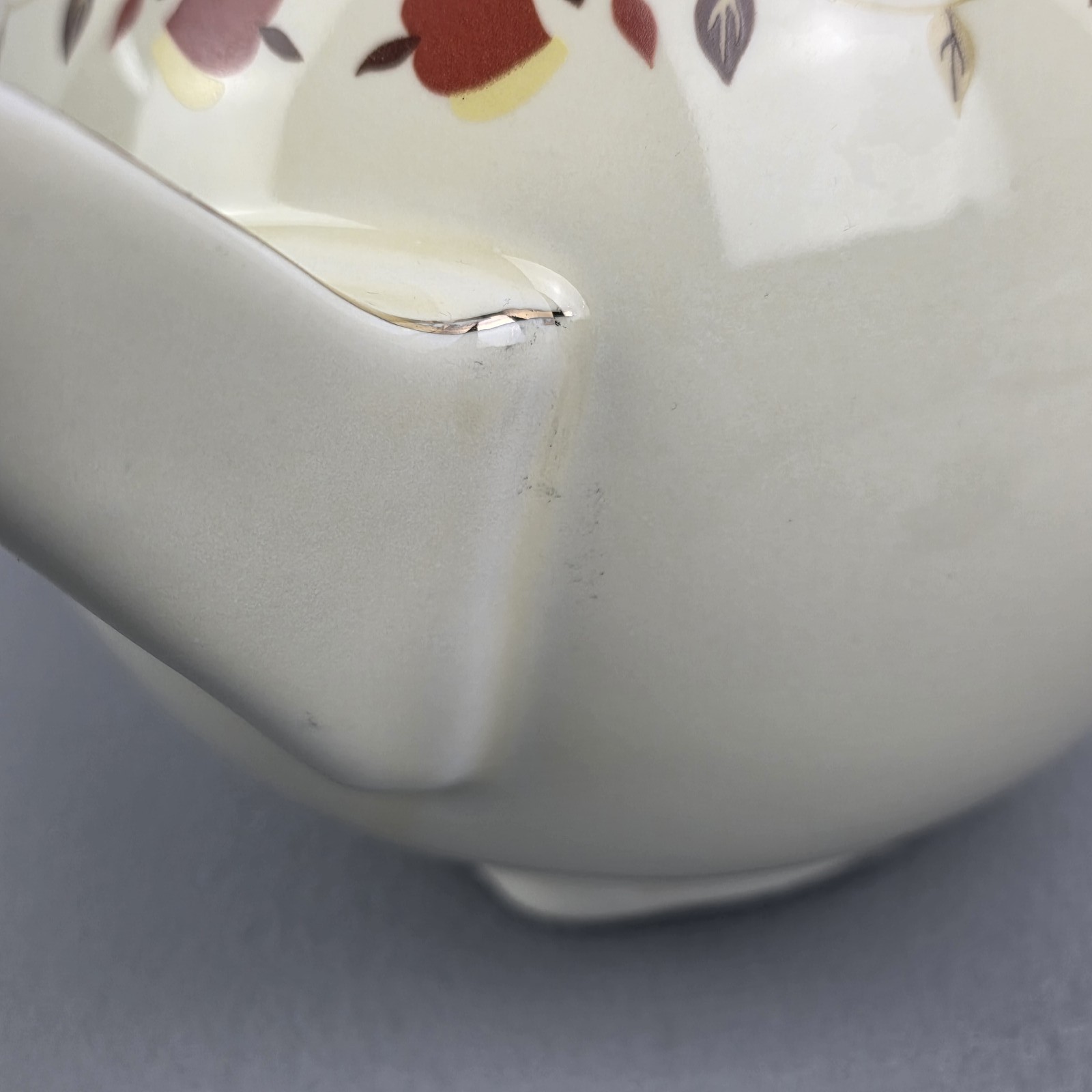 Vintage Cream Teapot with Gold Trim & Floral Pattern, Mid-Century Style