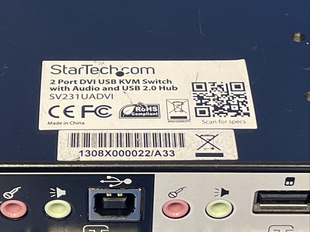 StarTech.com SV231UADVI 2-Ports External KVM / audio switch USB