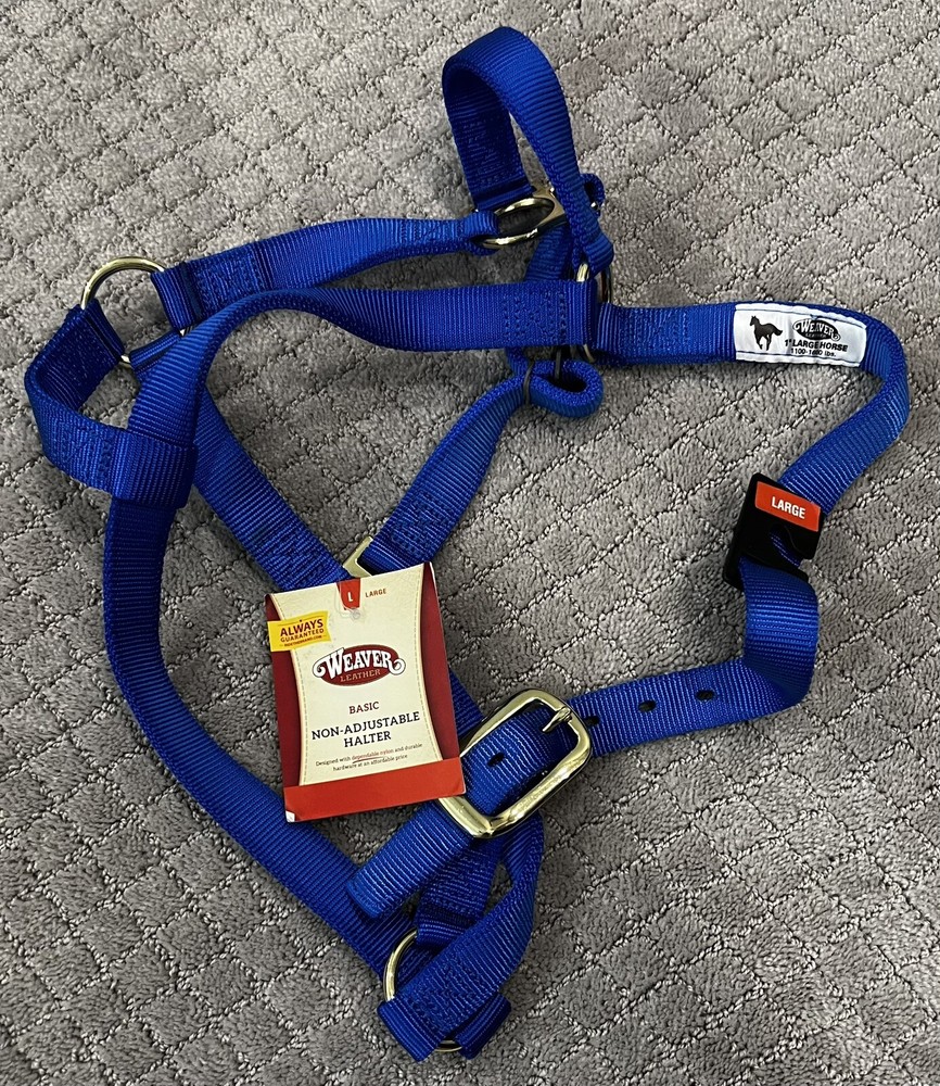 Weaver Leather Blue Basic Non-Adjustable Nylon Horse Halter, 1" Size: Large New!