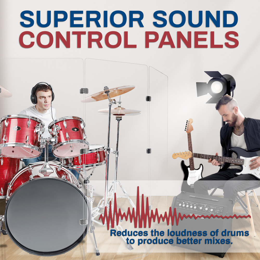 Six Panel Drum Shield 2ftX5ft / 5ft Tall Chrome