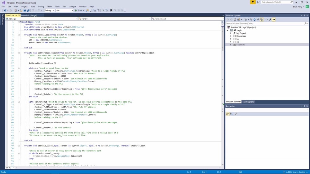 Allen Bradley ControlLogix CompactLogix HMI Ethernet PLC Visual Studio Driver