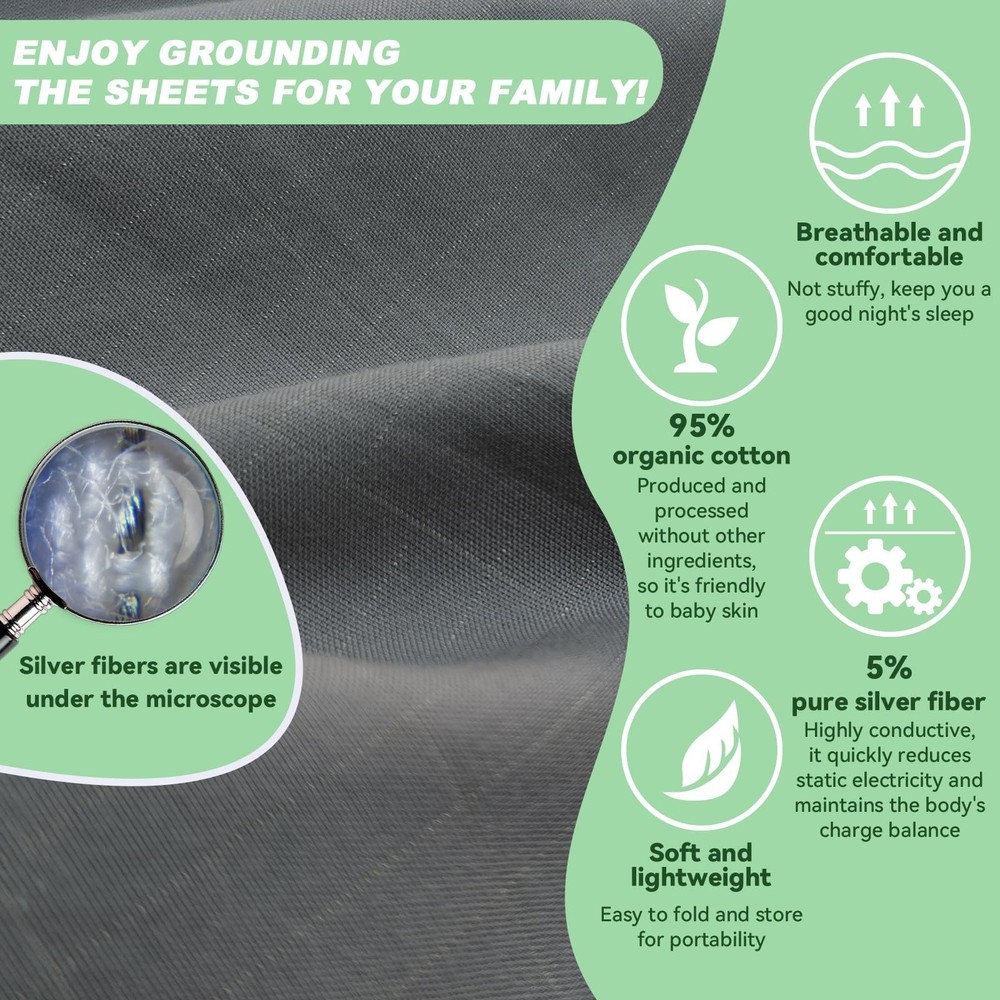 Silver Fiber Grounding Sheet Grounding Sheets Queen Earth Connected Sheet for...