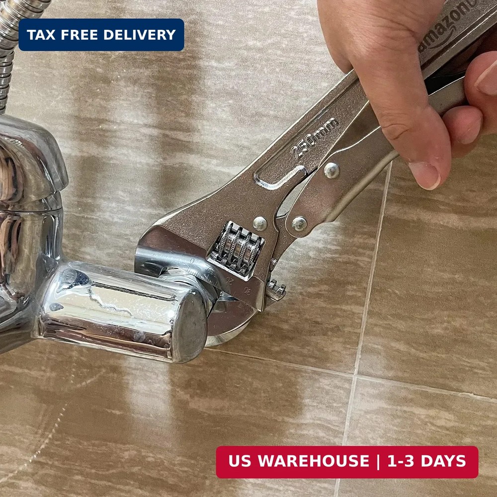 10 inch Locking Adjustable Wrench, Precision Machined, Rust Resistant