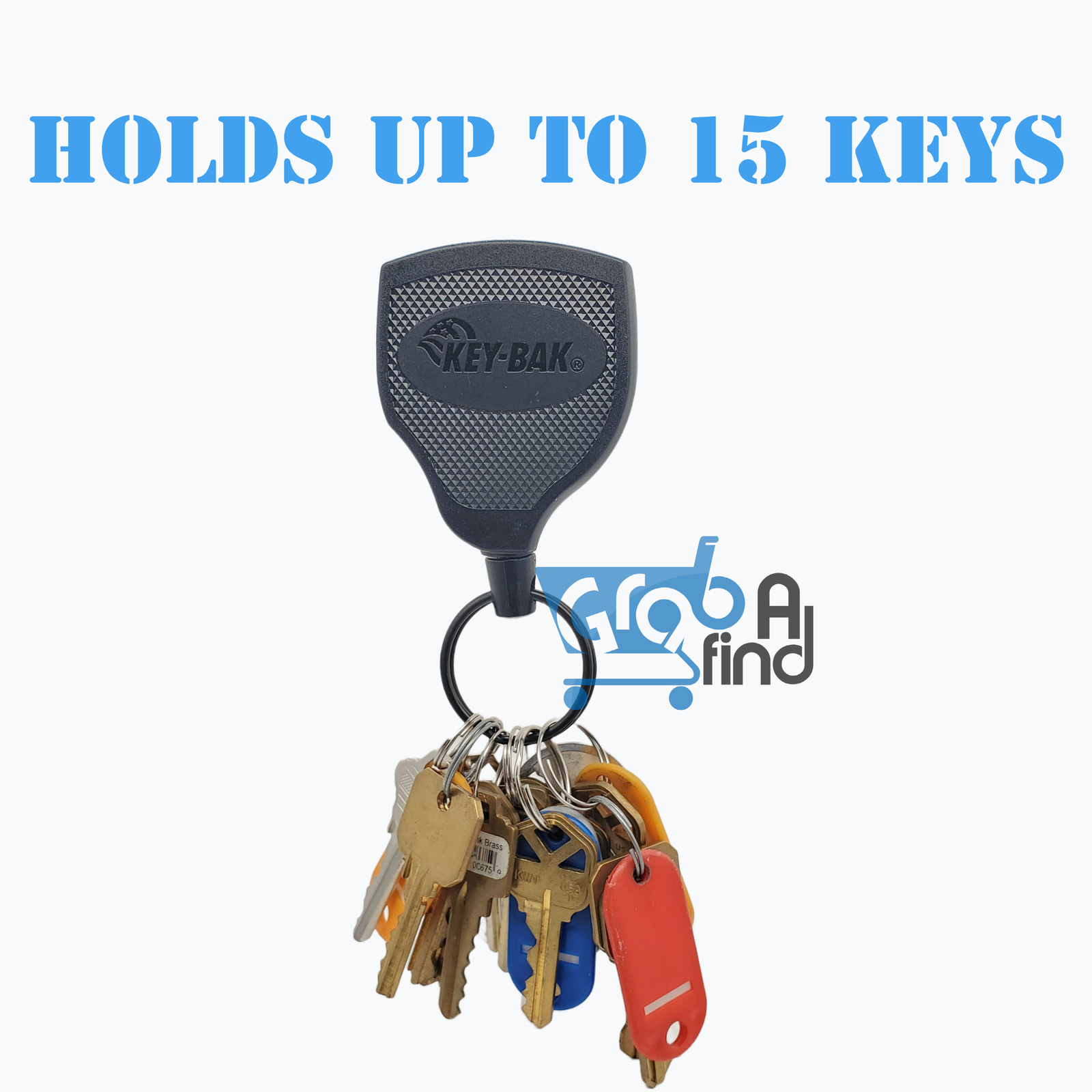 KEY-BAK SUPER48 Locking Retractable Keychain, Steel Belt Clip, Made in the USA
