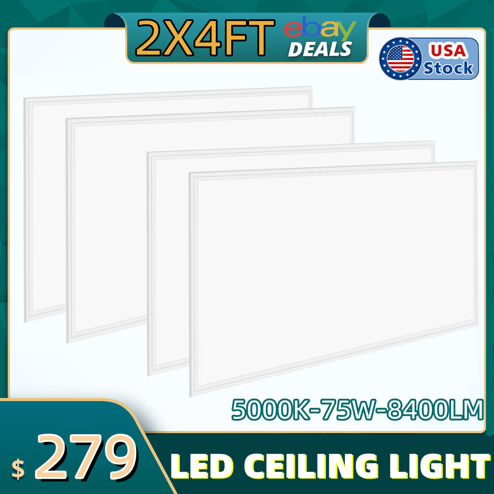 4 Pack Flat Panel LED Ceiling Light,2X4 LED Edge Lite Flat Panel Lights,100-277V