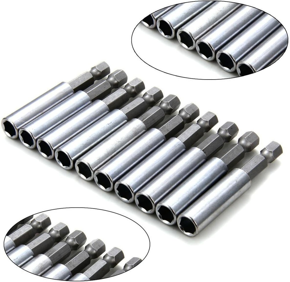 10 Pack Magnetic Extension Socket Drill Bit Holder 1/4" Hex Power Tools
