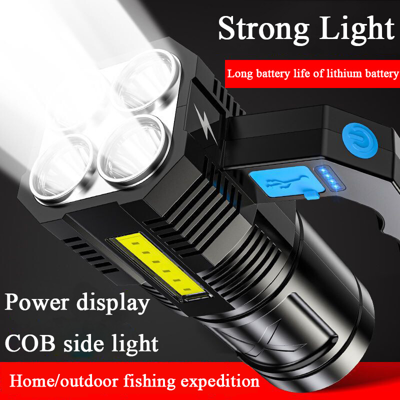 Rechargeable LED Tactical Torch with 4 Brightness Modes, Powerful Work Light