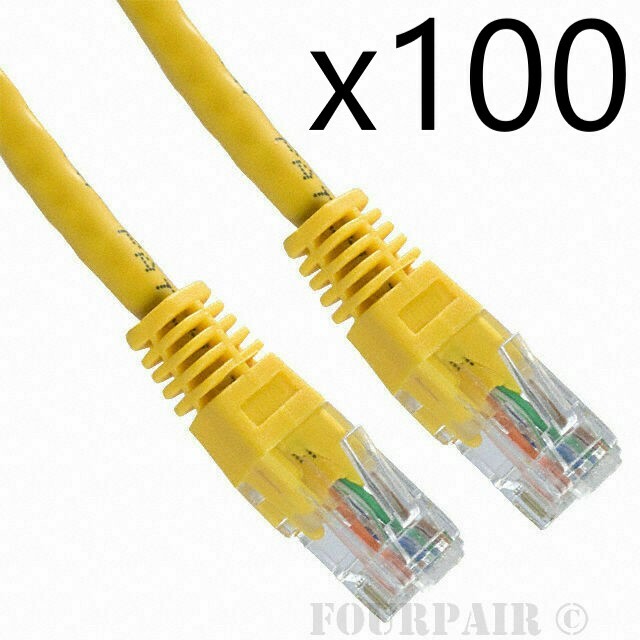 100 Pack Lot 5ft CAT5e Ethernet Network LAN Router Patch Cable Cord Wire Yellow