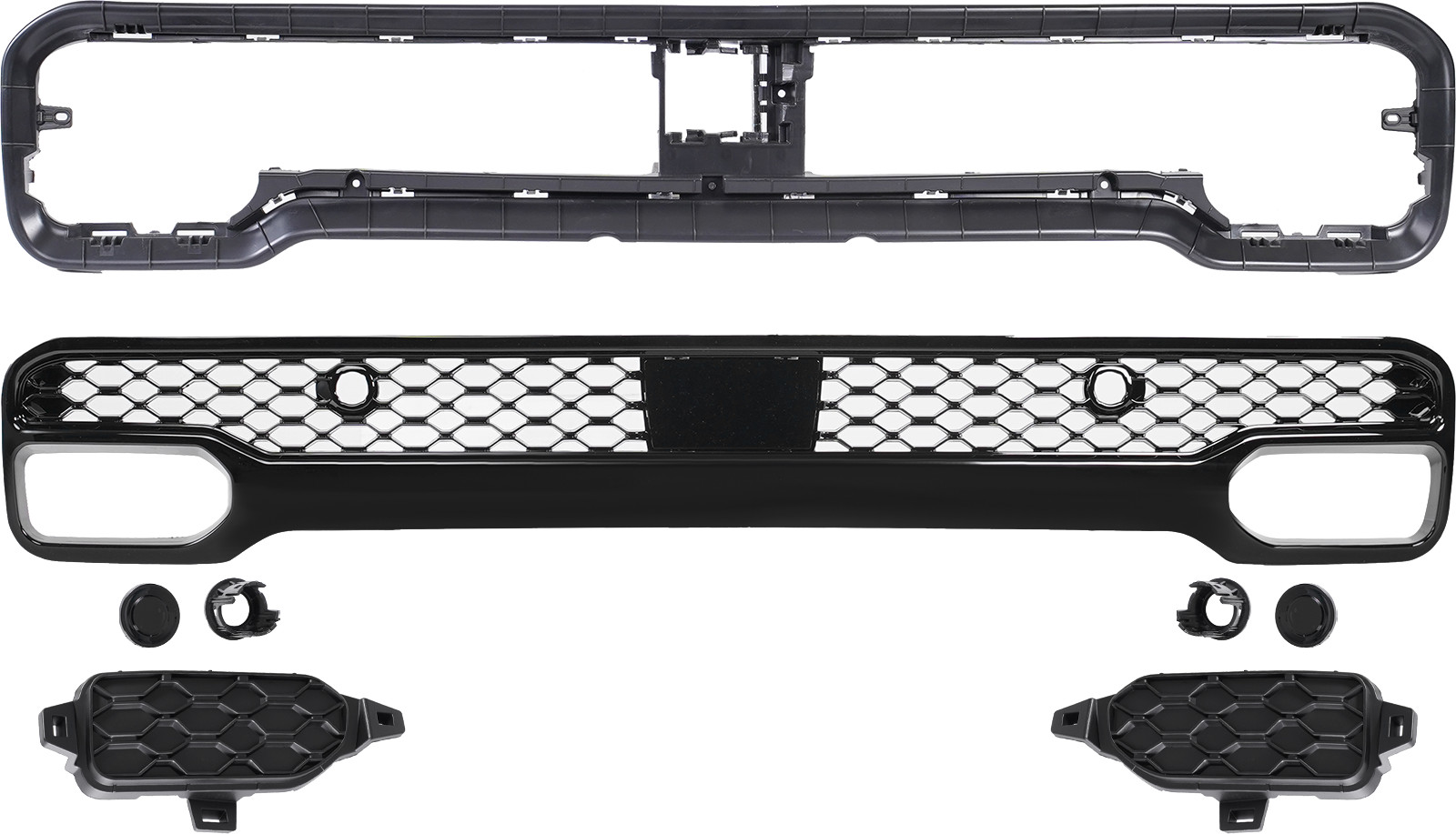For Ram 1500 2025 2026 Front Bumper Lower Grille Grill Aeesmbly W/Tow Hook Cover