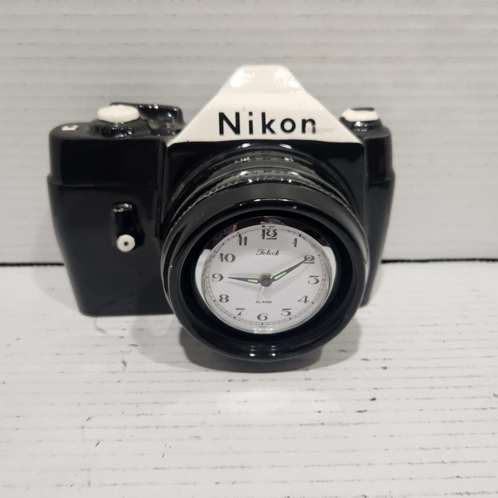 Vintage 1983 Nikon Ceramic Display Desk Clock Decorative