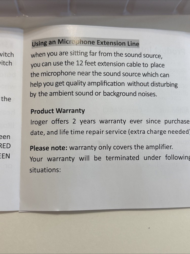 Iroger Hearing/Sound Amplifier Rechargeable Hearing Assistance Device OPEN BOX
