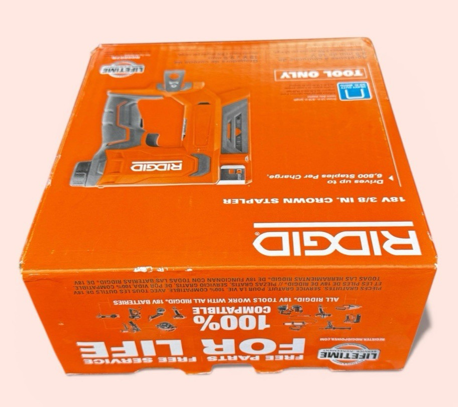 RIDGID Narrow Crown Stapler 3/8 18V Brushless Cordless TOOL ONLY R09897B