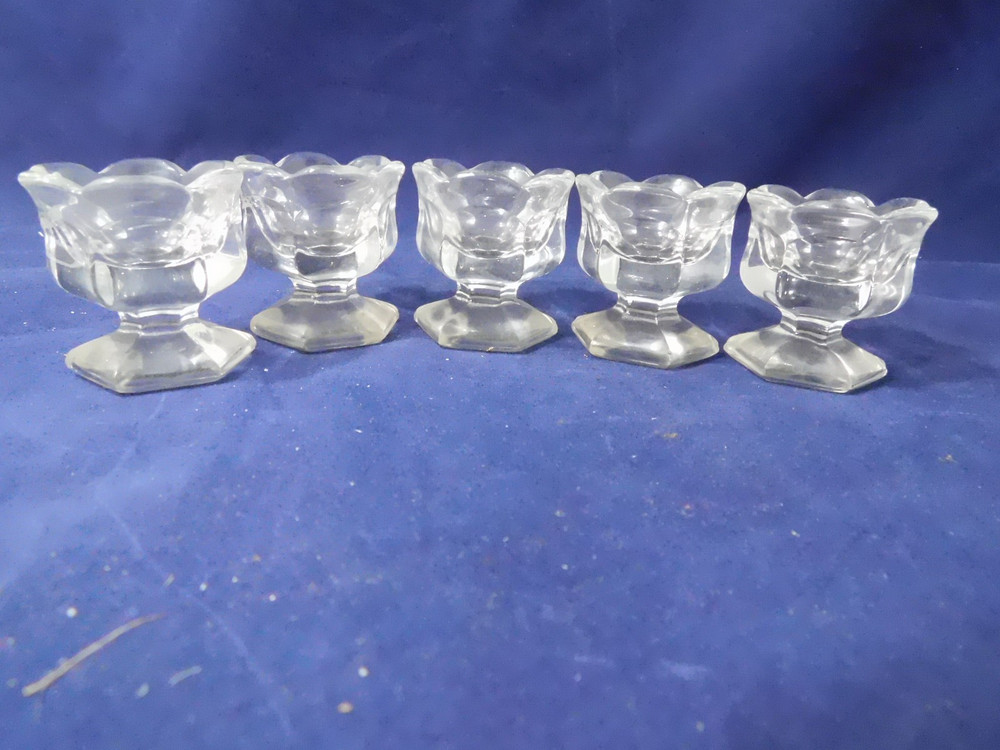 5 EAPG (Pressed/Pattern Glass) Stemmed Open Salts-Hexagon Base