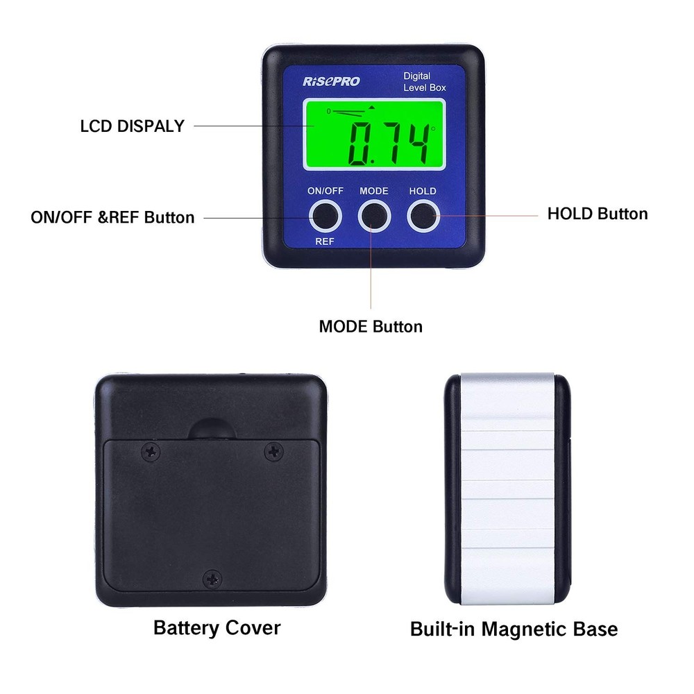 Digital Level Box Angle Gauge Protractor Inclinometer Bevel with Blue