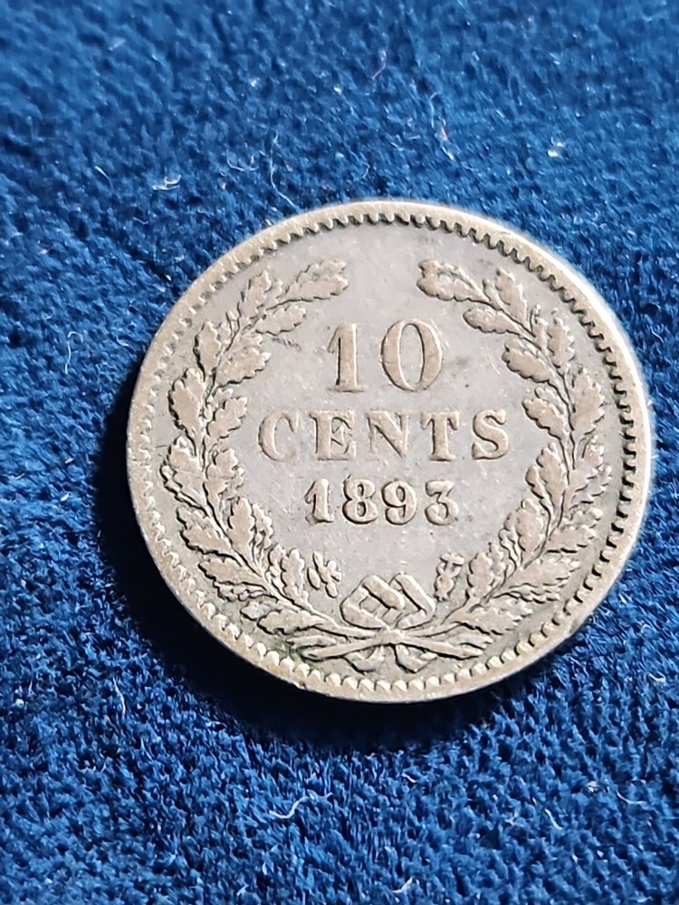 1893 Netherlands Silver 10 Cents