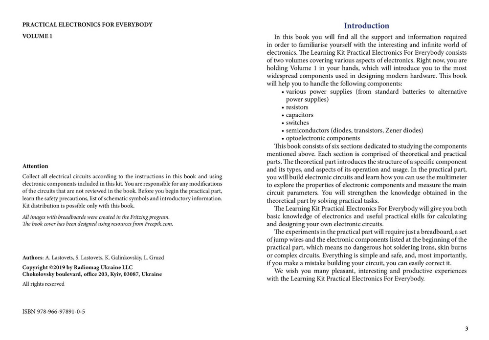 The learning package “Practical Electronics” 50+ experiments English 2019