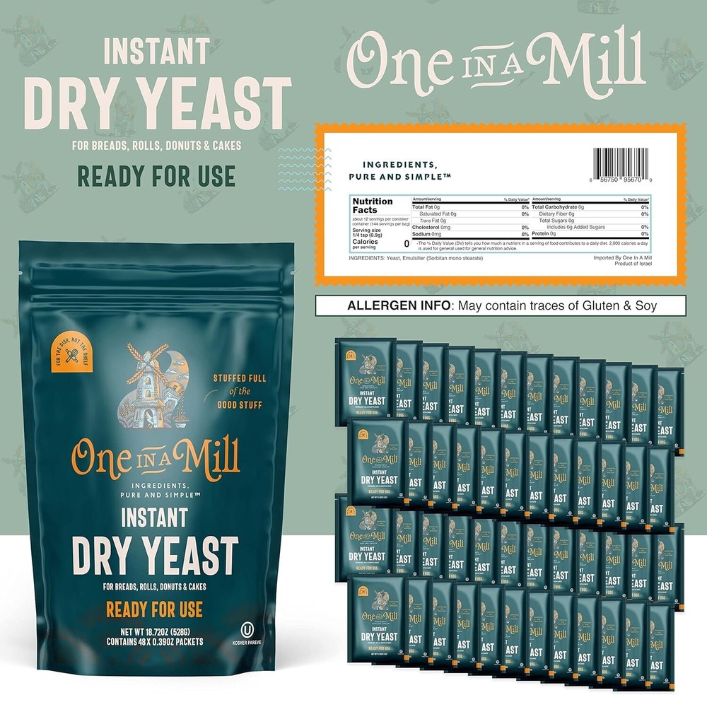 High Performance Instant Dry Yeast Pack - 48 Pack for Artisan Bread and Dough