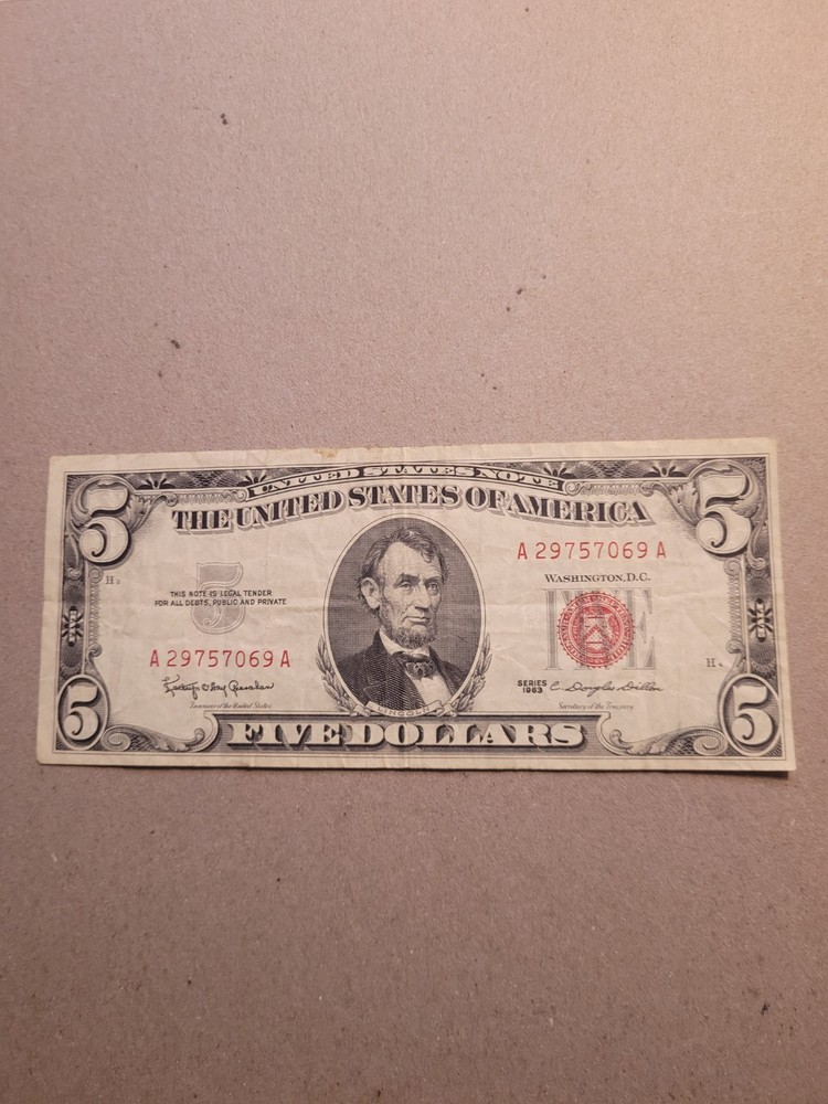 1963 Series Red Seal $5 Note (XF)
